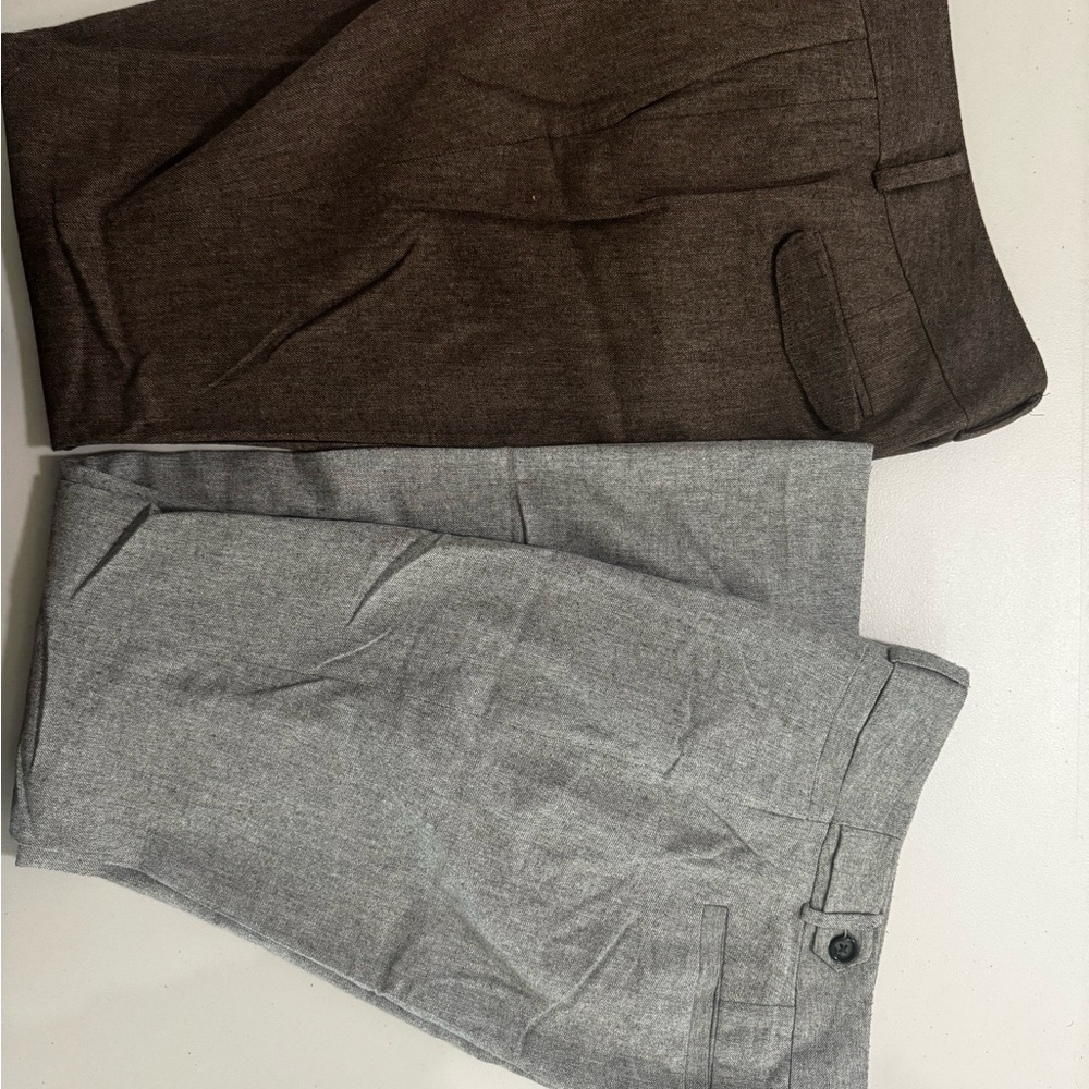 Banana Republic Gray and Brown Wool Trousers Timeless Elegance